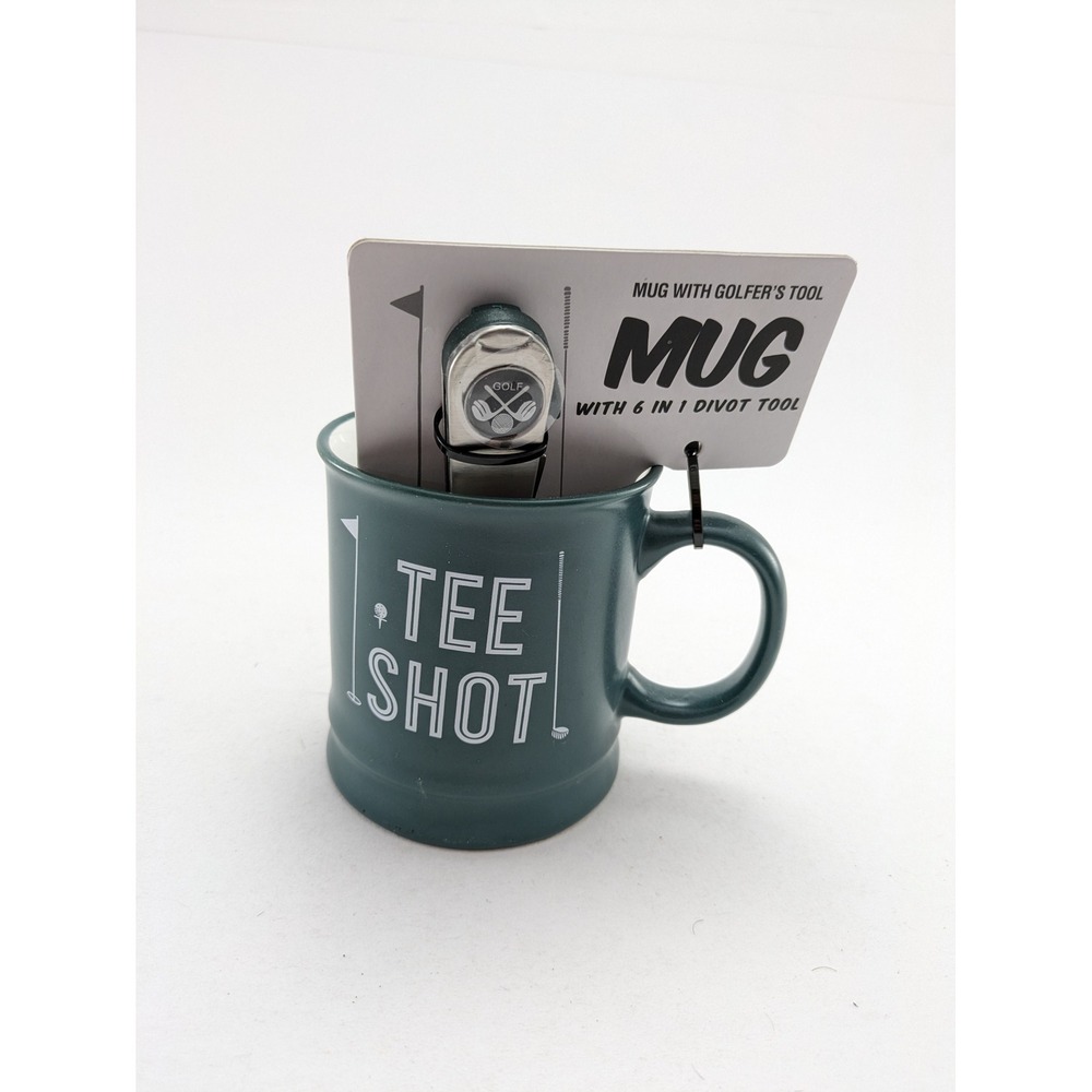 Mens Festive Voice Tee Shot Golf Mug With 6-In-1 Divot Tool Green Outdoor 600007